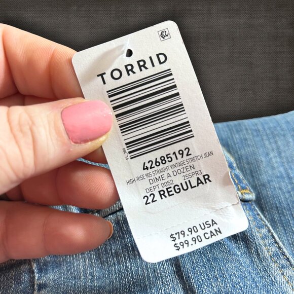 Torrid Size 22 R High Rise 90's Straight Leg Light Wash Jeans NWT - Picture 3 of 13